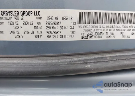 2013 Chrysler Town & Country Touring z USA, uszkodzony, nr VIN 2C4RC1BGXDR614161